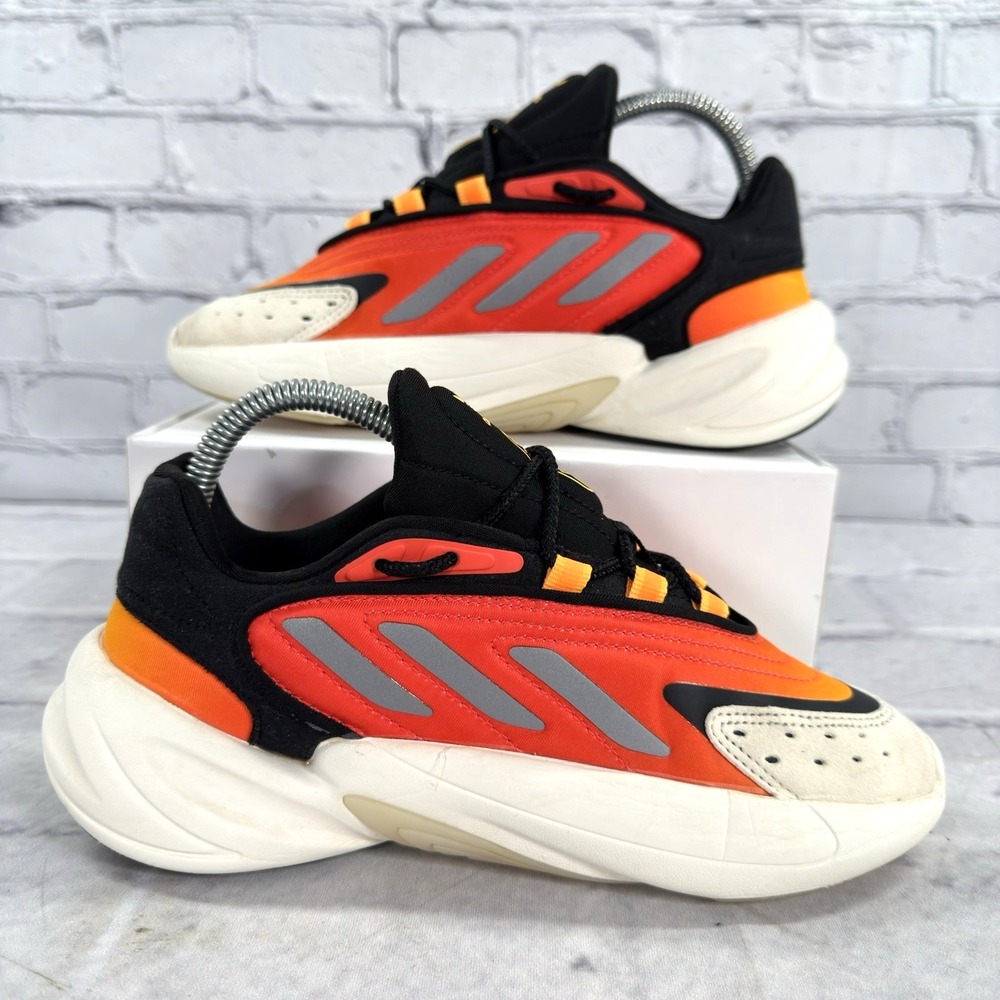 Adidas Originals Ozelia Boys Size 4.5 Sneakers Orange Black Matte Silver‎ H04720 - Picture 2 of 11
